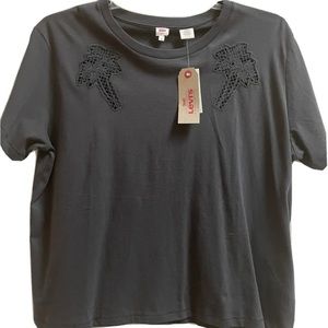 Womens Levis Cropped T-shirt Grey Size XL NWT